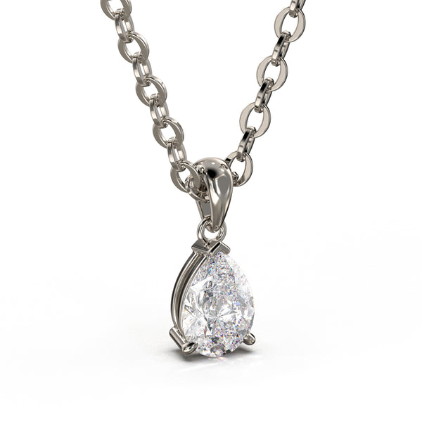 Halskette mit ovalem Diamantanhänger in Platin