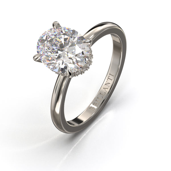 Verlobungsring mit ovalem Diamantschliff und Platinring
