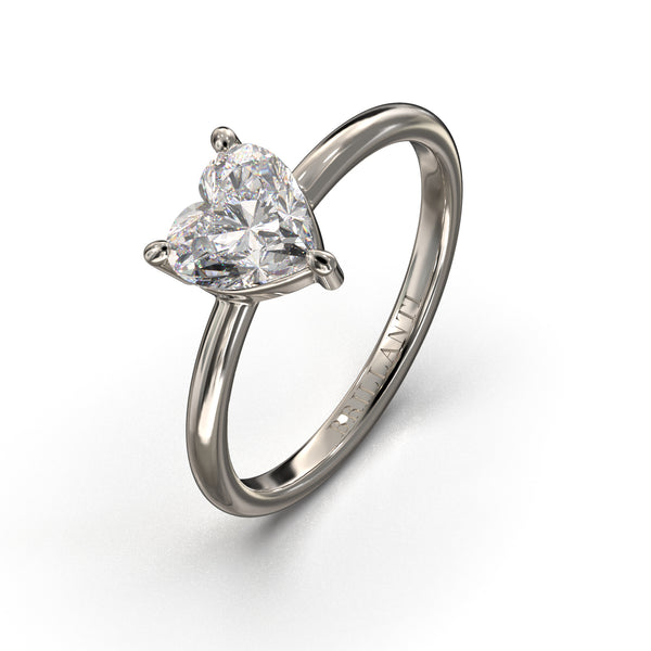 Verlobungsring mit herzförmigem Diamantschliff und Platinring