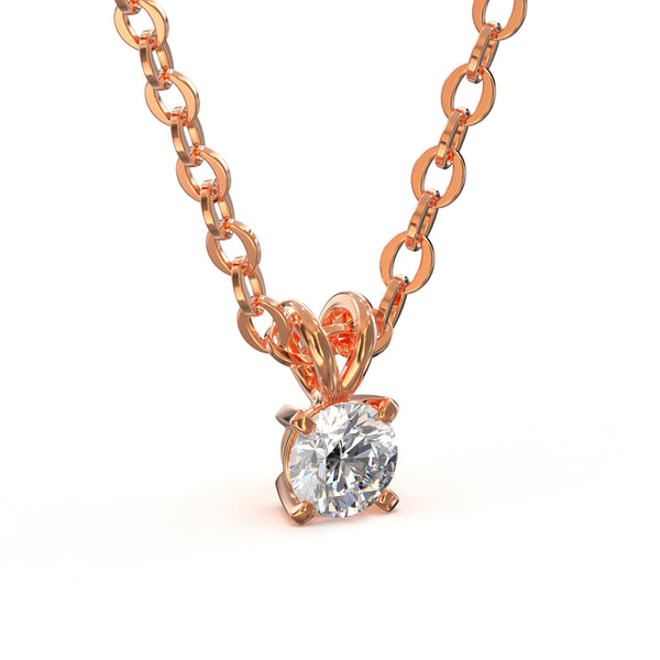 Einfache Halskette mit Diamantanhänger in Roségold