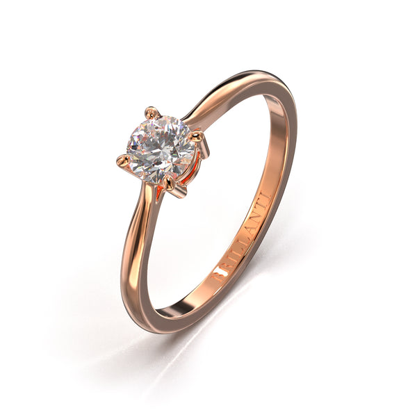 Verlobungsring mit rundem Diamantschliff und Roségoldring