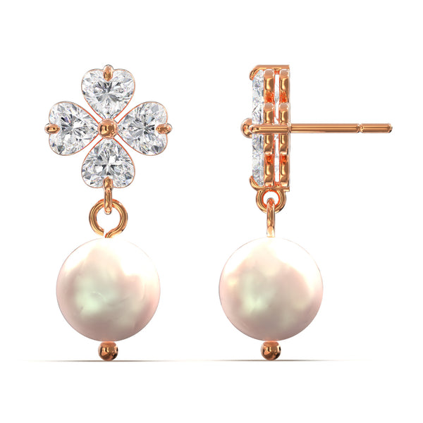 Diamantohrring mit Perlen in Roségold