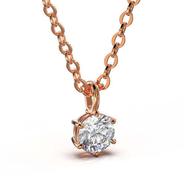 Halskette mit rundem Diamantanhänger in Roségold