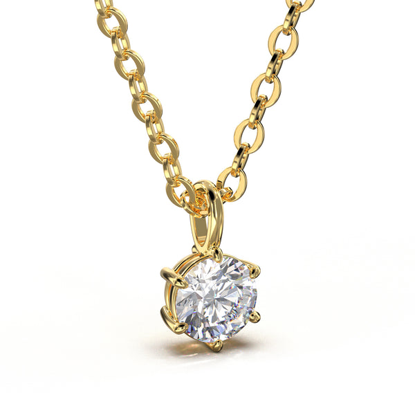 Halskette mit rundem Diamantanhänger in Gold