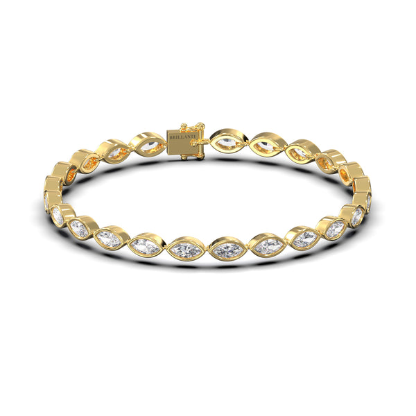 Diamantbesetzte Tennisarmkette in ovalem Schliff in Gold