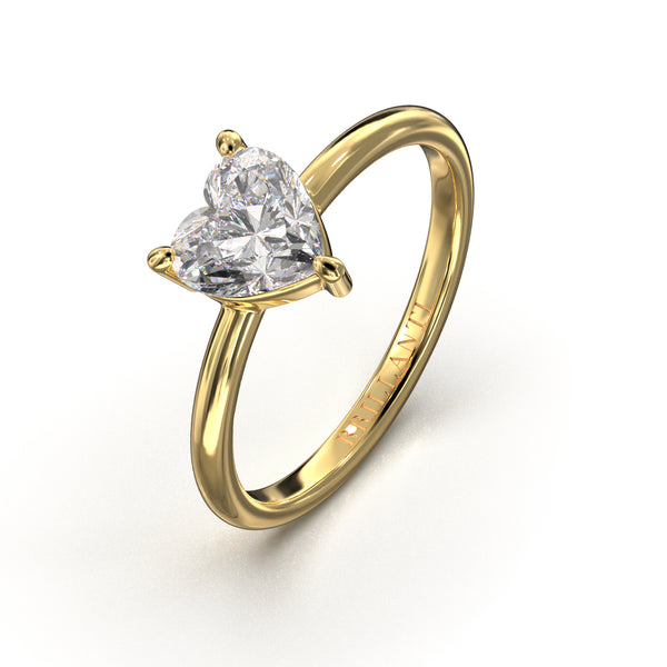 Verlobungsring mit herzförmigem Diamantschliff und Goldring