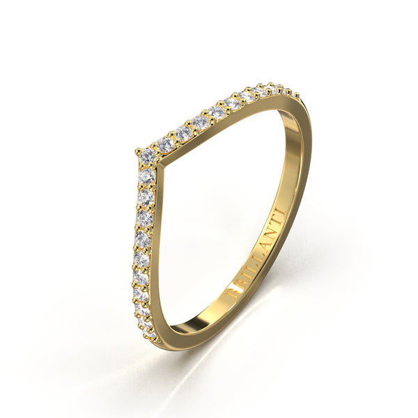 Diamantbesetzter V-Ring in Gold