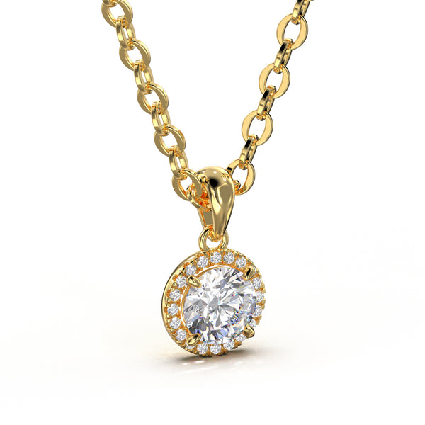 Halskette mit diamantbesetztem Anhänger in Gold