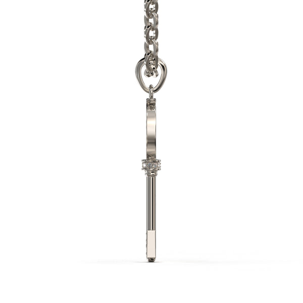 Halskette mit diamantbesetztem Schlüssel in Platin