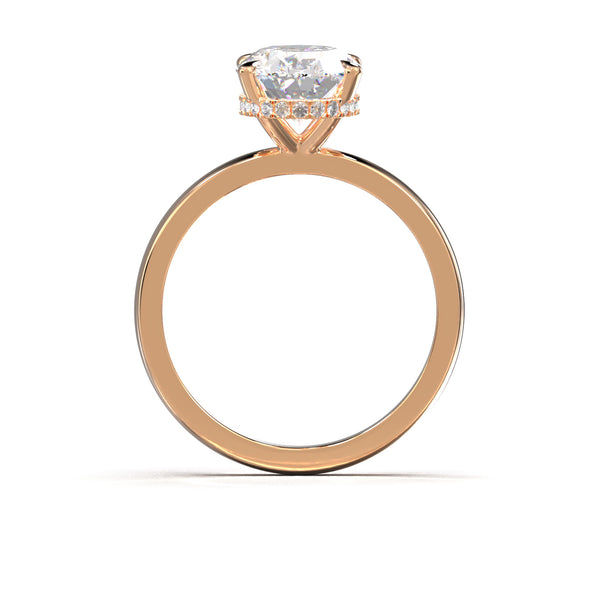 Verlobungsring mit ovalem Diamantschliff und Roségoldring