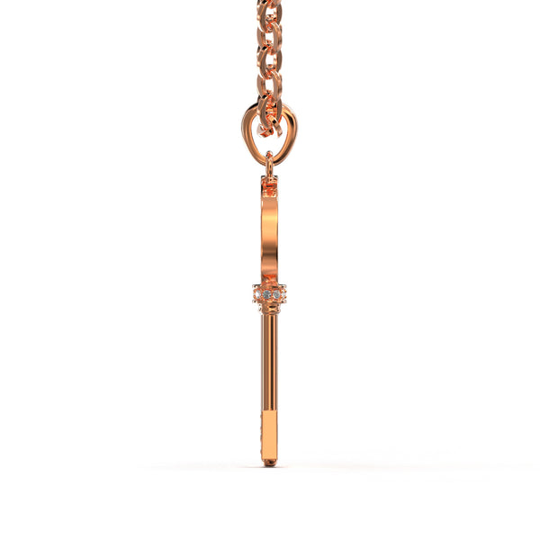 Halskette mit diamantbesetztem Schlüssel in Roségold