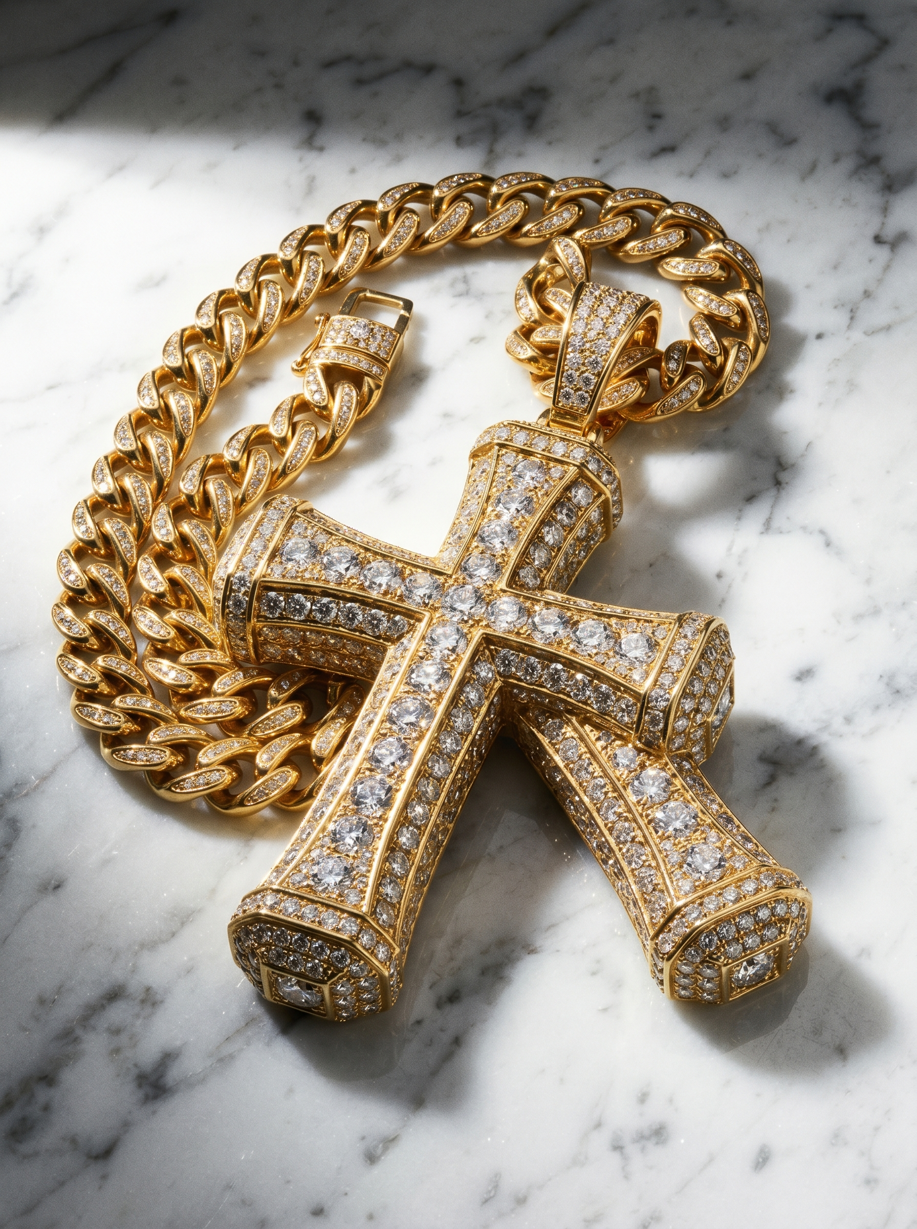 Diamond Cross Pendant Statement
